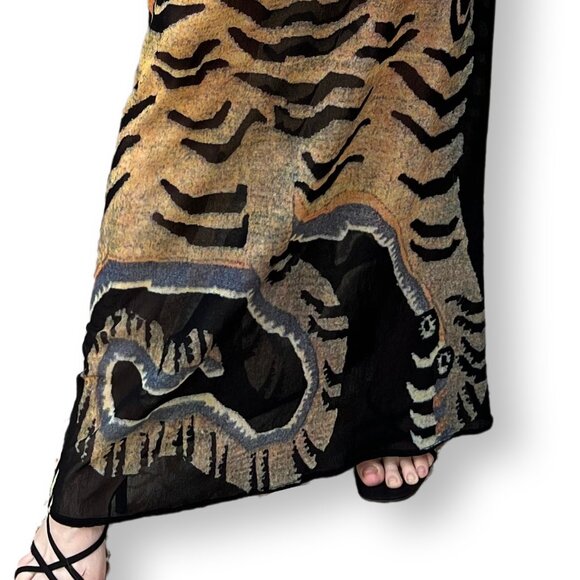 Vintage Vivienne Tam Tiger Print Sleeveless Maxi Sheath Dress Size 3(S/M) - Picture 4 of 7